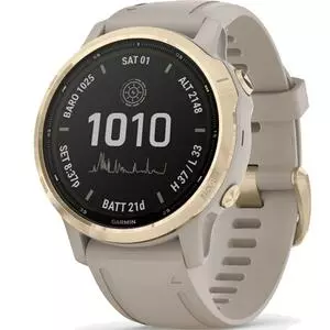 Смарт-часы Garmin fenix 6S Pro Solar, Light Gold with Light Sand Band, GPS nav (010-02409-11)