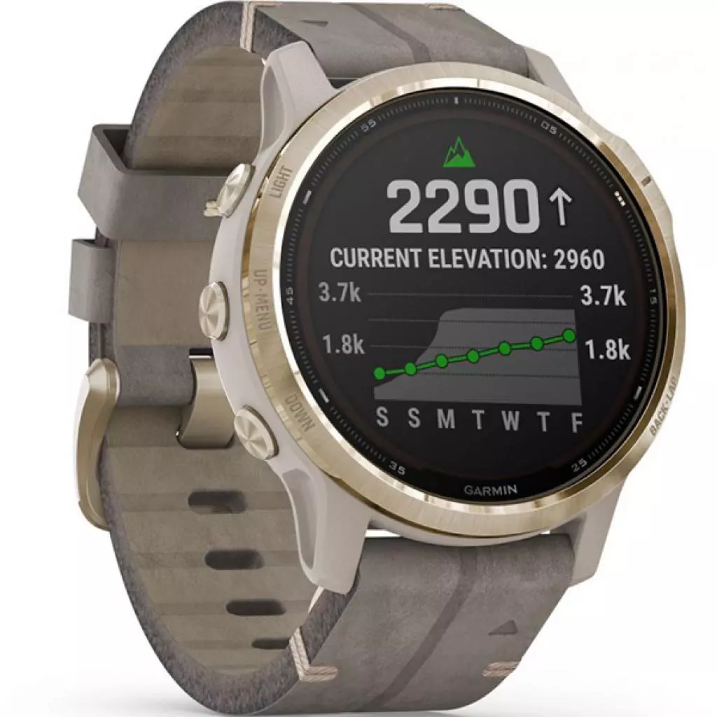 Смарт-часы Garmin fenix 6S Pro Solar, Light Gold with Shale Gray Suede Band, G (010-02409-26) - 2 Смарт-часы Garmin fenix 6S Pro Solar, Light Gold with Shale Gray Suede Band, G (010-02409-26) - 2