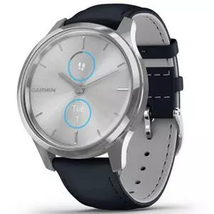 Смарт-часы Garmin vivomove Luxe, S/E EU, Silver, Navy, Leather (010-02241-20)