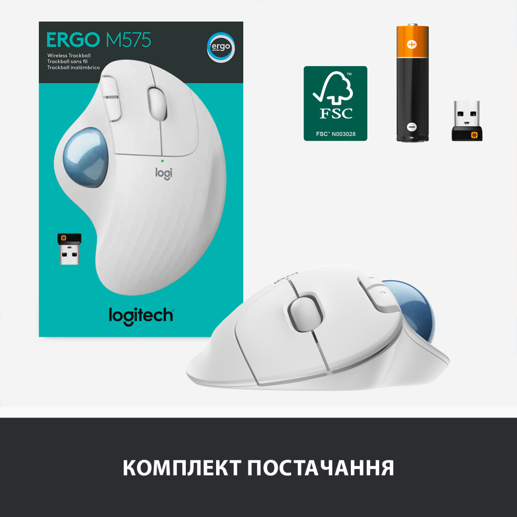 Мышка Logitech Ergo M575 Wireless Trackball Off-white (910-005870) - 7 Мышка Logitech Ergo M575 Wireless Trackball Off-white (910-005870) - 7