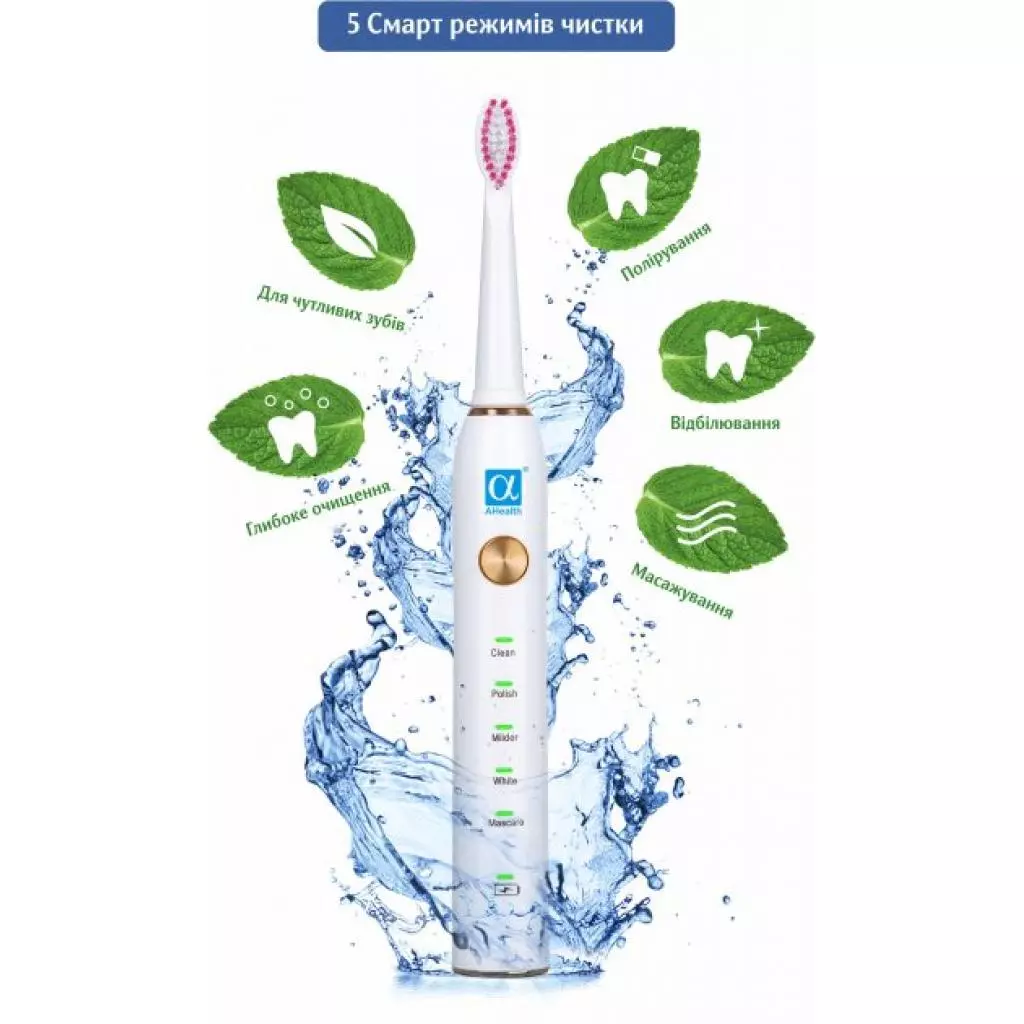 Электрическая зубная щетка AHealth SMART SONIC SMILE 1 white (AHsss1w) - 1 Электрическая зубная щетка AHealth SMART SONIC SMILE 1 white (AHsss1w) - 1