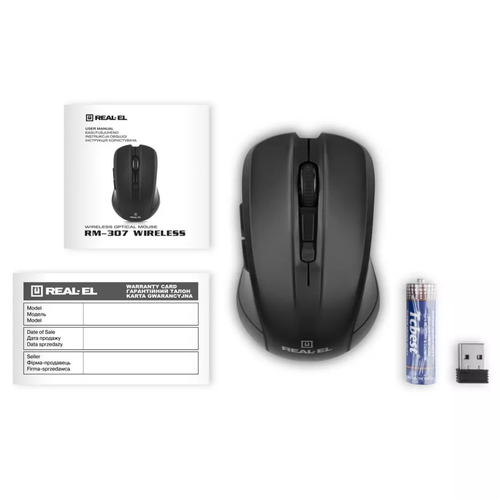 Мышка REAL-EL RM-307 Wireless Black - 8 Мышка REAL-EL RM-307 Wireless Black - 8