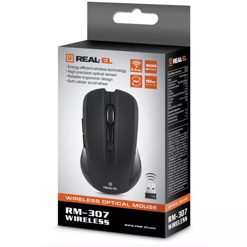 Мышка REAL-EL RM-307 Wireless Black - 9 Мышка REAL-EL RM-307 Wireless Black - 9