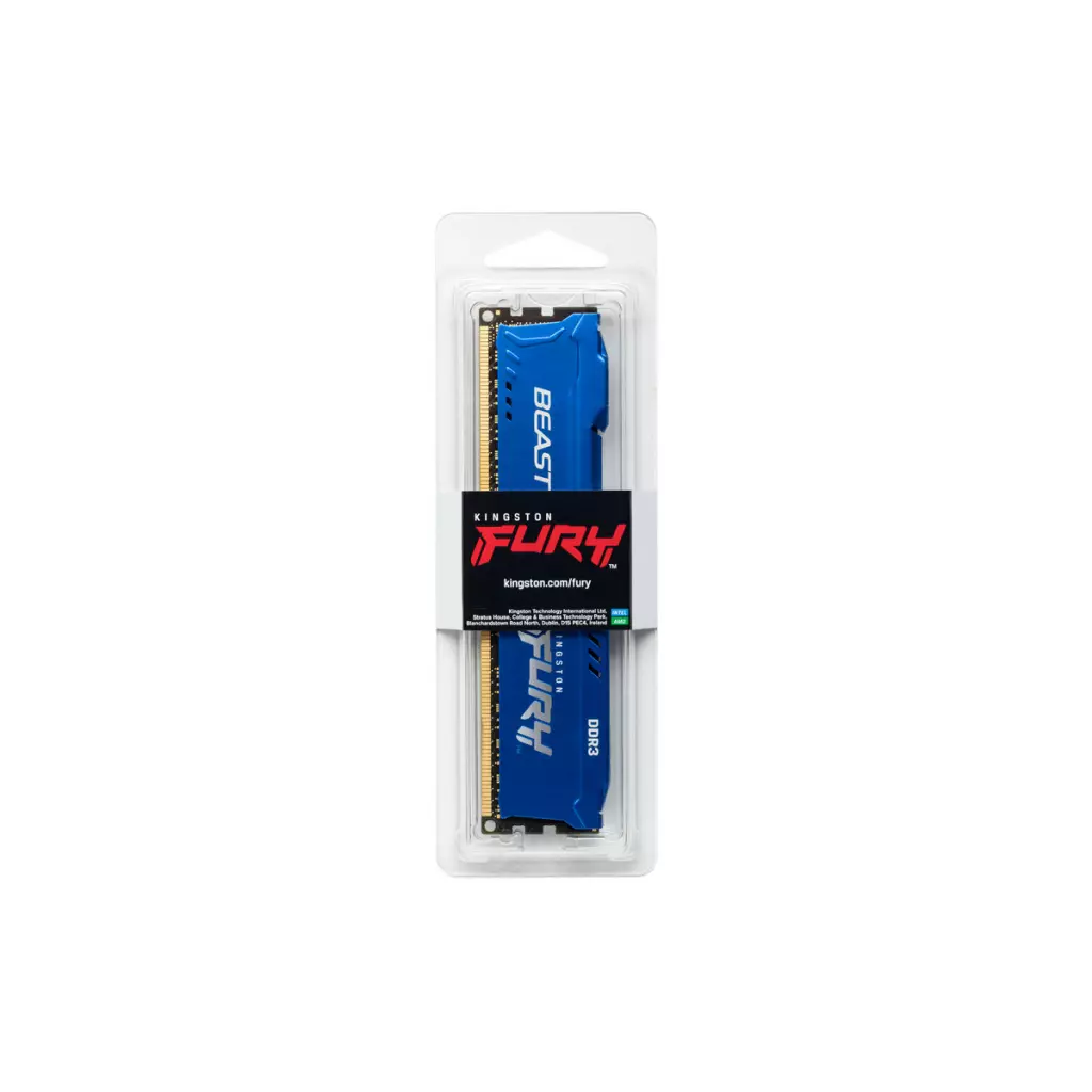 Модуль памяти для компьютера DDR3 8GB 1600 MHz Fury Beast Blue Kingston Fury (ex.HyperX) (KF316C10B/8) - 4 Модуль памяти для компьютера DDR3 8GB 1600 MHz Fury Beast Blue Kingston Fury (ex.HyperX) (KF316C10B/8) - 4