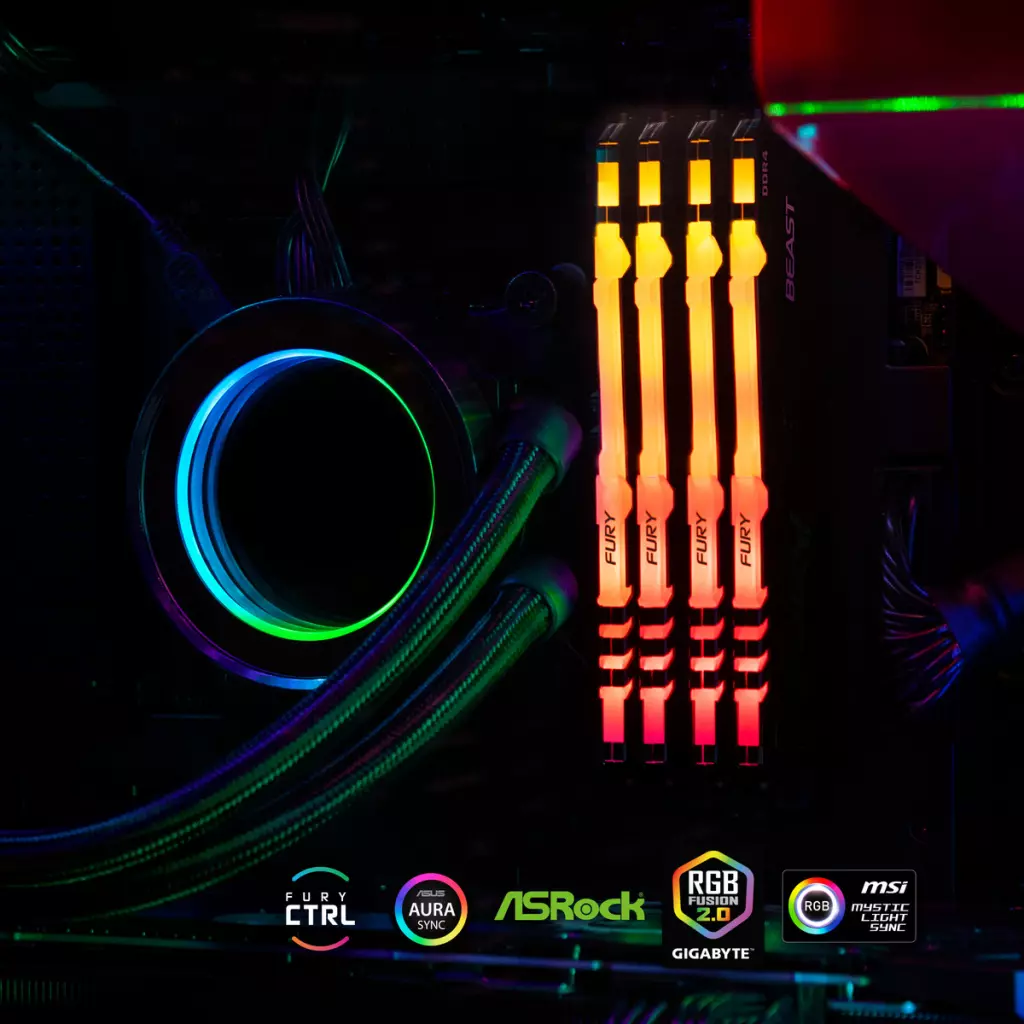 Модуль памяти для компьютера DDR4 16GB (2x8GB) 3600 MHz Fury Beast RGB Kingston Fury (ex.HyperX) (KF436C17BBAK2/16) - 7 Модуль памяти для компьютера DDR4 16GB (2x8GB) 3600 MHz Fury Beast RGB Kingston Fury (ex.HyperX) (KF436C17BBAK2/16) - 7