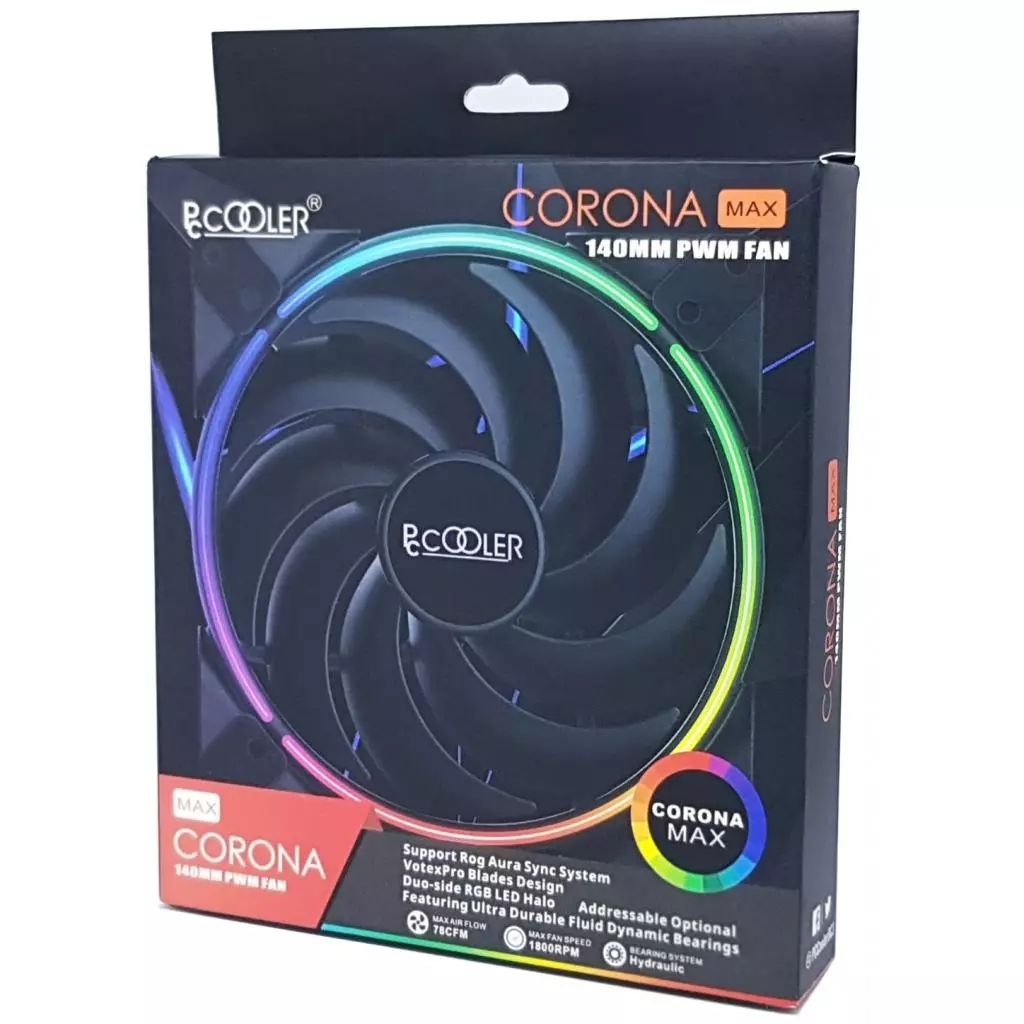 Кулер для корпуса PcСooler CORONA MAX 140 RGB - 8 Кулер для корпуса PcСooler CORONA MAX 140 RGB - 8
