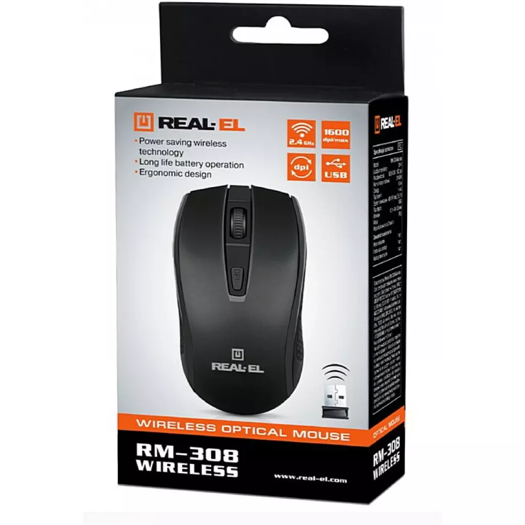 Мышка REAL-EL RM-308 Wireless Black - 9 Мышка REAL-EL RM-308 Wireless Black - 9