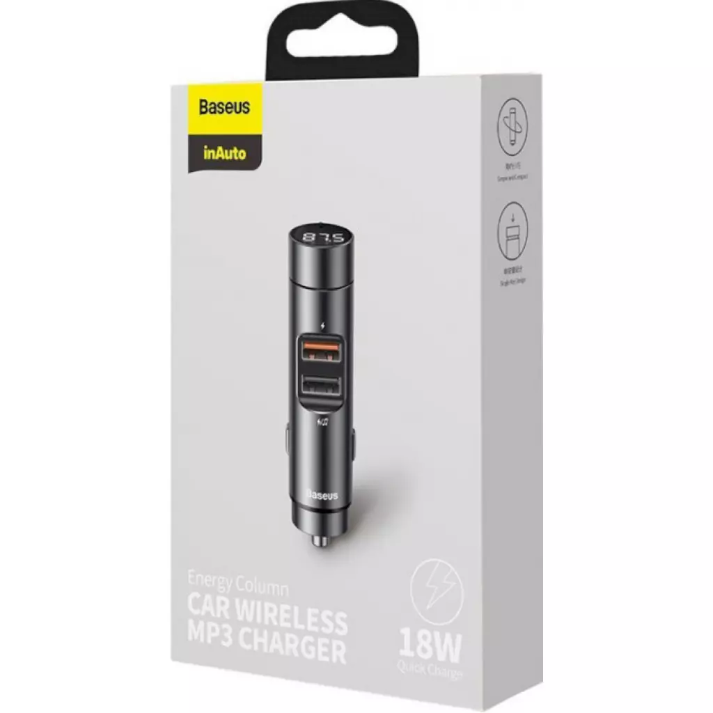 FM модулятор Baseus Energy Column MP3 Dark grey (CCNLZ-C0G) - 7 FM модулятор Baseus Energy Column MP3 Dark grey (CCNLZ-C0G) - 7