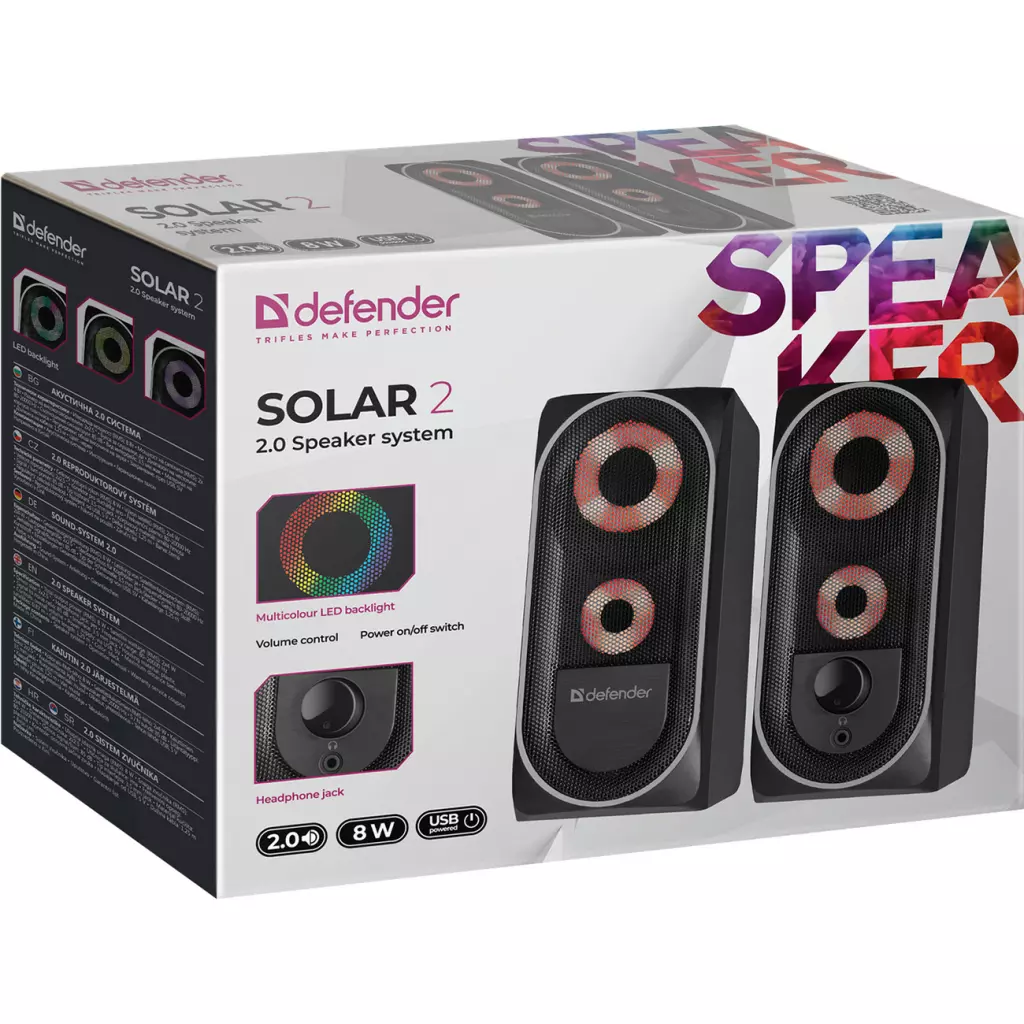Акустическая система Defender Solar 2 Black (65402) - 2 Акустическая система Defender Solar 2 Black (65402) - 2