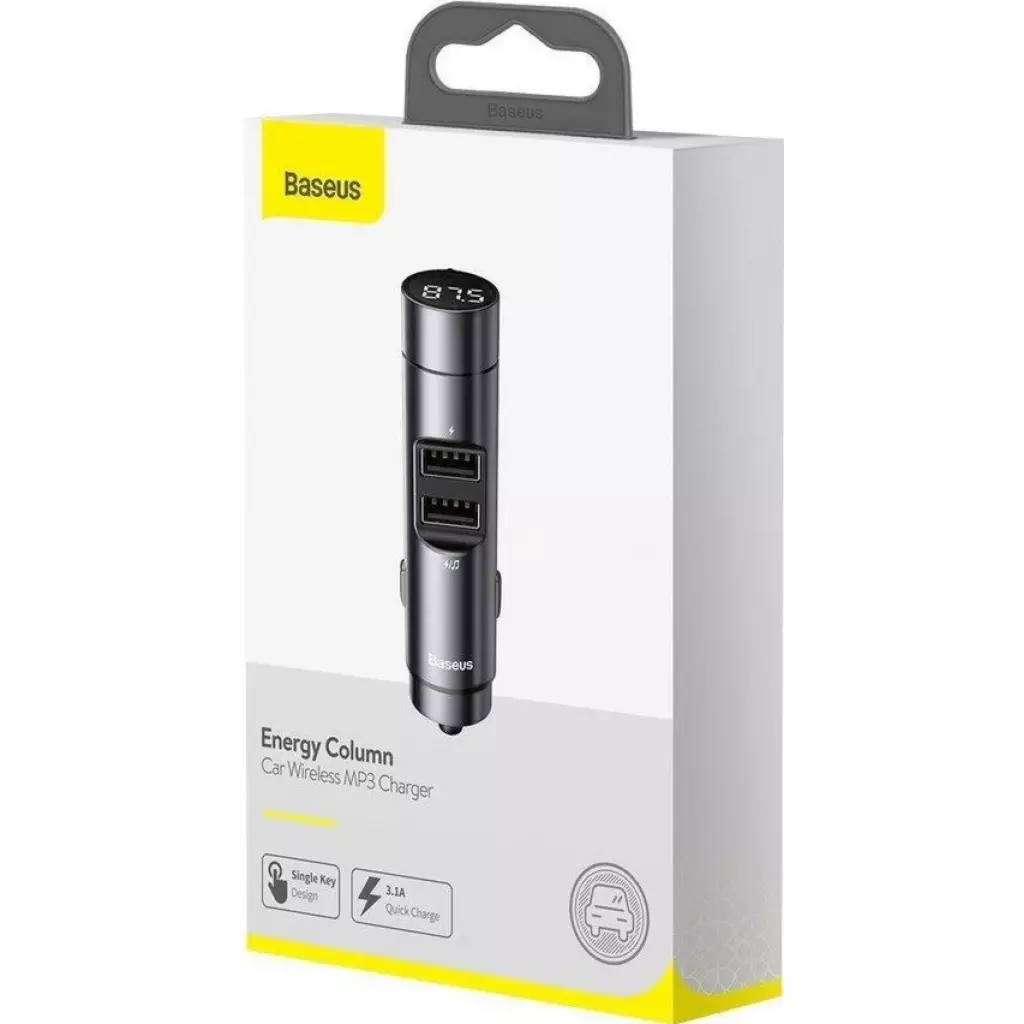 FM модулятор Baseus Energy Column MP3 Charger Dark grey (CCNLZ-0G) - 6