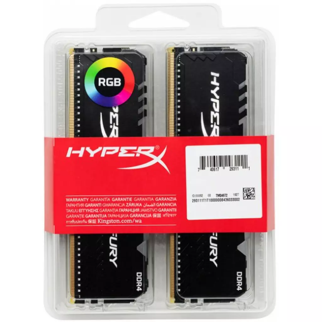 Модуль памяти для компьютера DDR4 64GB (4x16GB) 3200 MHz Fury RGB Black Kingston Fury (ex.HyperX) (HX432C16FB3AK4/64) - 3