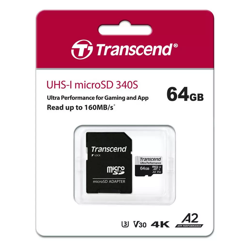 Карта памяти Transcend 64GB microSDXC class 10 UHS-I U3 A2 (TS64GUSD340S) - 2 Карта памяти Transcend 64GB microSDXC class 10 UHS-I U3 A2 (TS64GUSD340S) - 2
