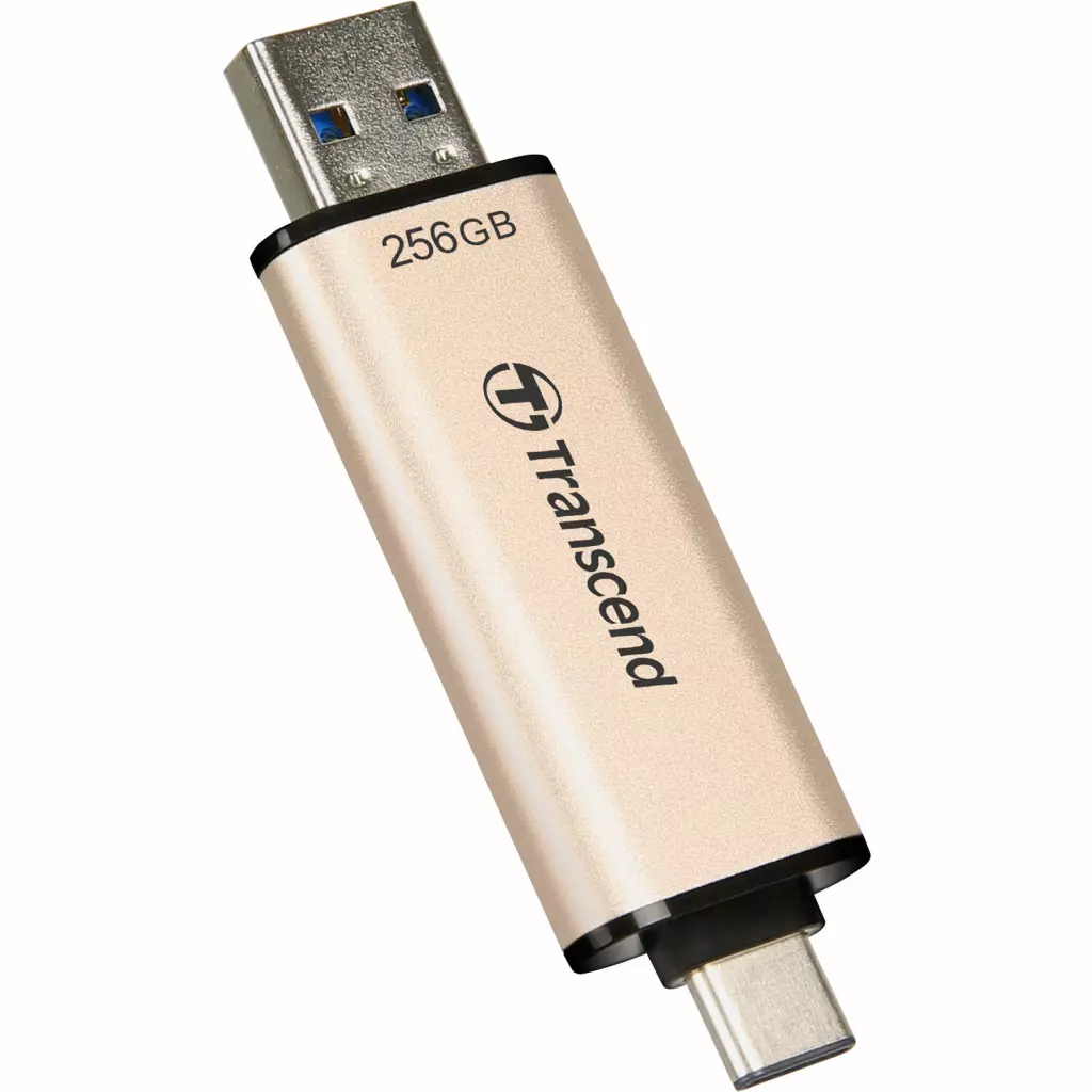 USB флеш накопитель Transcend 256GB JetFlash 930 Gold-Black USB 3.2/Type-C (TS256GJF930C) - 3 USB флеш накопитель Transcend 256GB JetFlash 930 Gold-Black USB 3.2/Type-C (TS256GJF930C) - 3