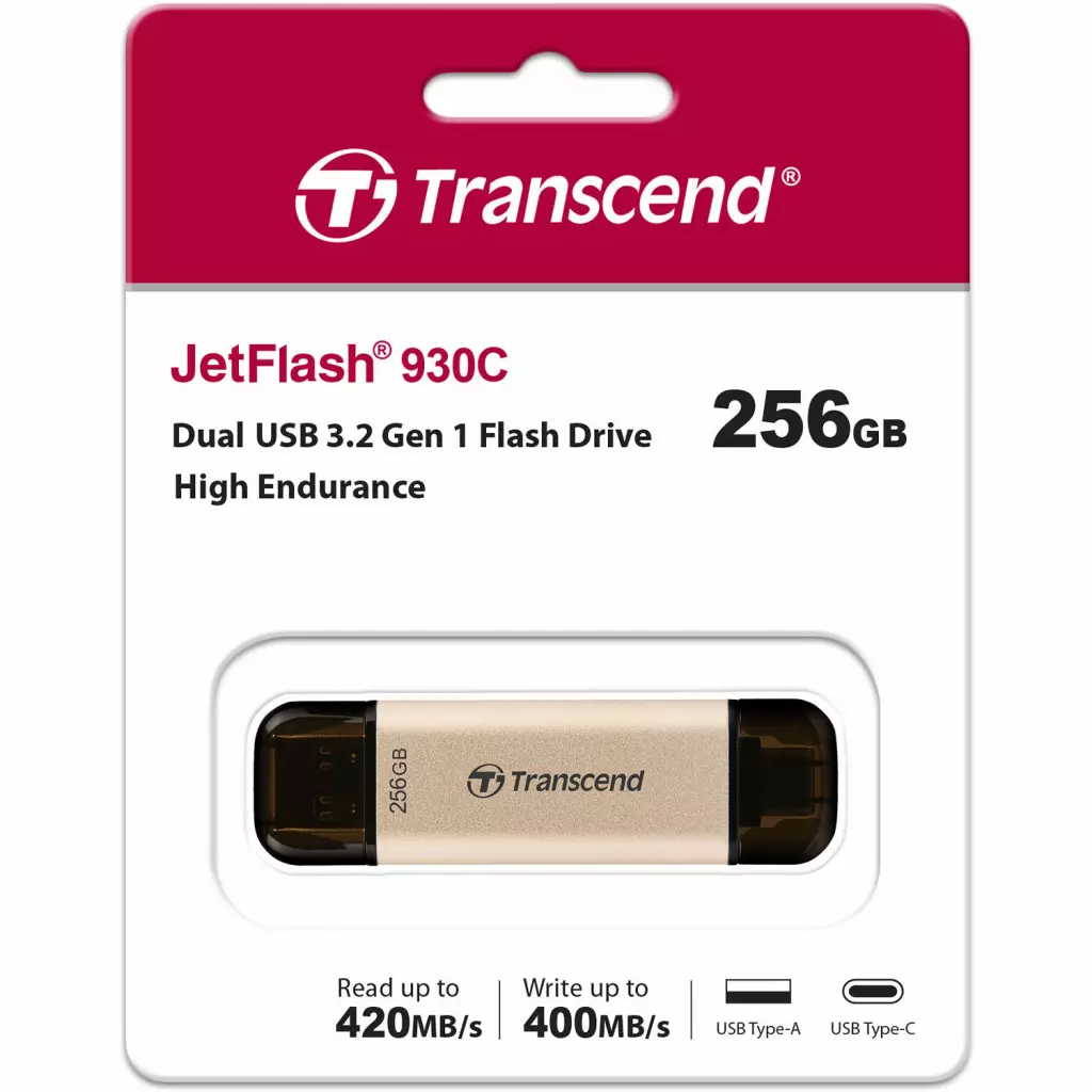 USB флеш накопитель Transcend 256GB JetFlash 930 Gold-Black USB 3.2/Type-C (TS256GJF930C) - 7 USB флеш накопитель Transcend 256GB JetFlash 930 Gold-Black USB 3.2/Type-C (TS256GJF930C) - 7