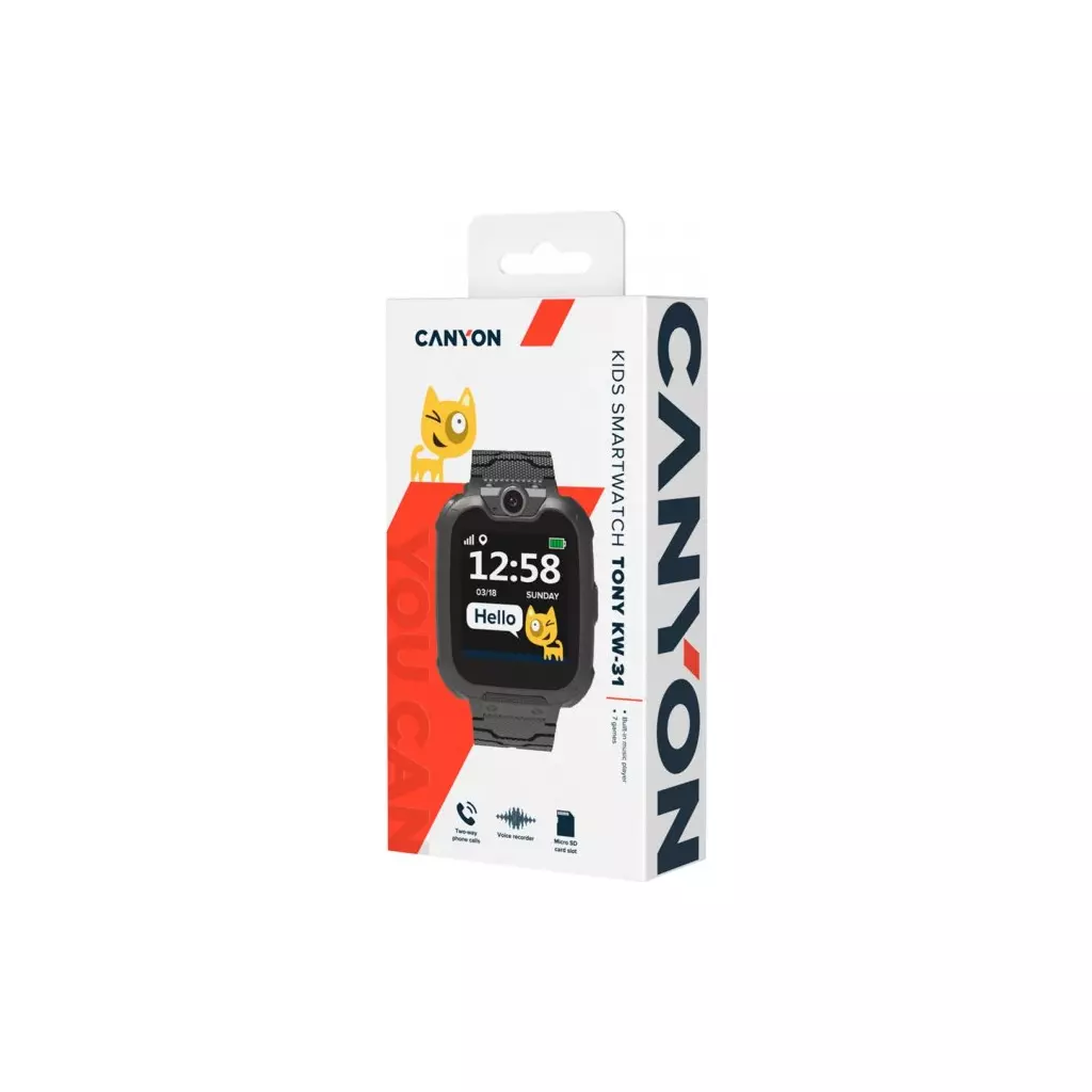 Смарт-часы Canyon CNE-KW31BB Kids smartwatch Tony, Black (CNE-KW31BB) - 5 Смарт-часы Canyon CNE-KW31BB Kids smartwatch Tony, Black (CNE-KW31BB) - 5
