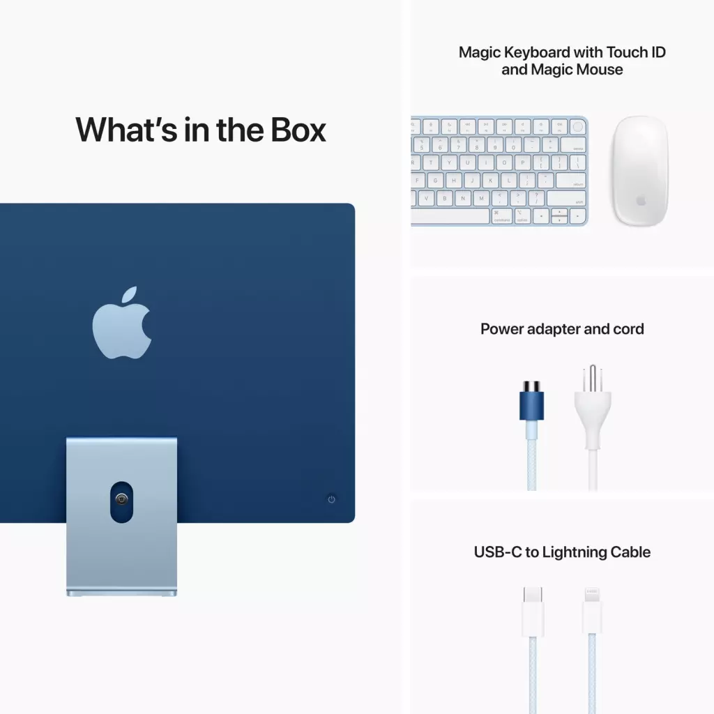 Компьютер Apple A2439 24" iMac Retina 4.5K / Apple M1 / Blue (MJV93UA/A) - 4 Компьютер Apple A2439 24" iMac Retina 4.5K / Apple M1 / Blue (MJV93UA/A) - 4