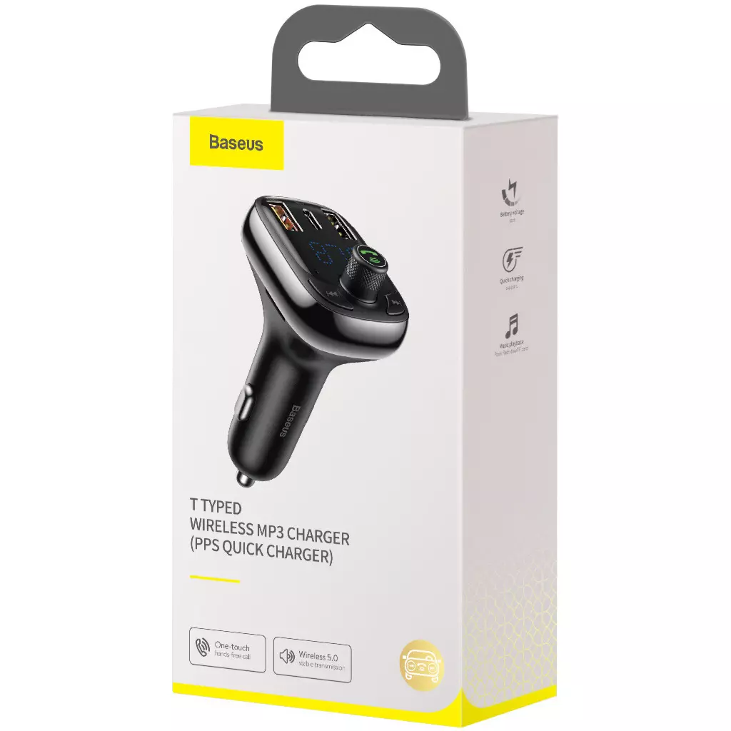 FM модулятор Baseus T typed S-13 Bluetooth MP3 car charger Black (CCTM-B01) - 5 FM модулятор Baseus T typed S-13 Bluetooth MP3 car charger Black (CCTM-B01) - 5