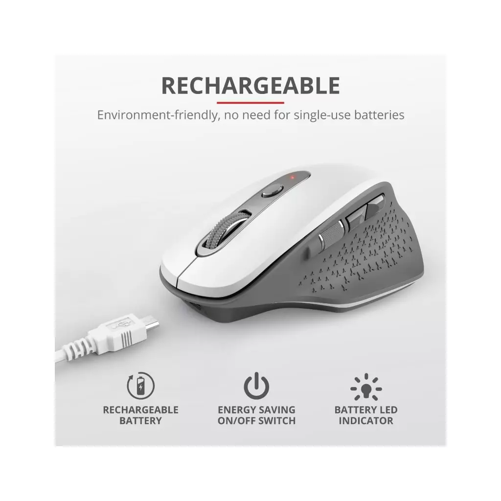 Мышка Trust Ozaa Rechargeable Wireless White (24035) - 5 Мышка Trust Ozaa Rechargeable Wireless White (24035) - 5