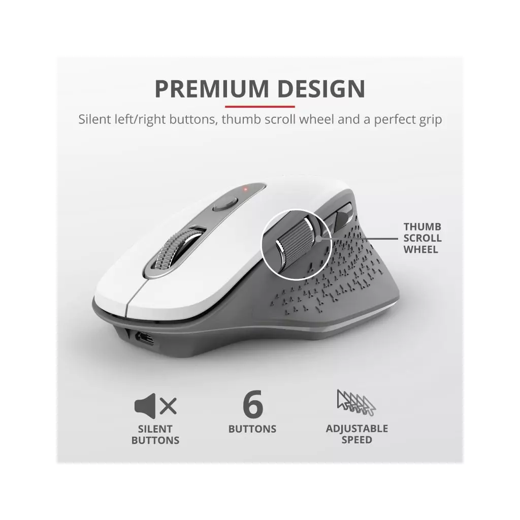 Мышка Trust Ozaa Rechargeable Wireless White (24035) - 7 Мышка Trust Ozaa Rechargeable Wireless White (24035) - 7