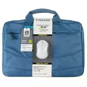 Сумка для ноутбука Tucano 15.6" SLIM BAG IDEALE + Wireless mouse, Blue (BU-BIDEA-WM-Z)