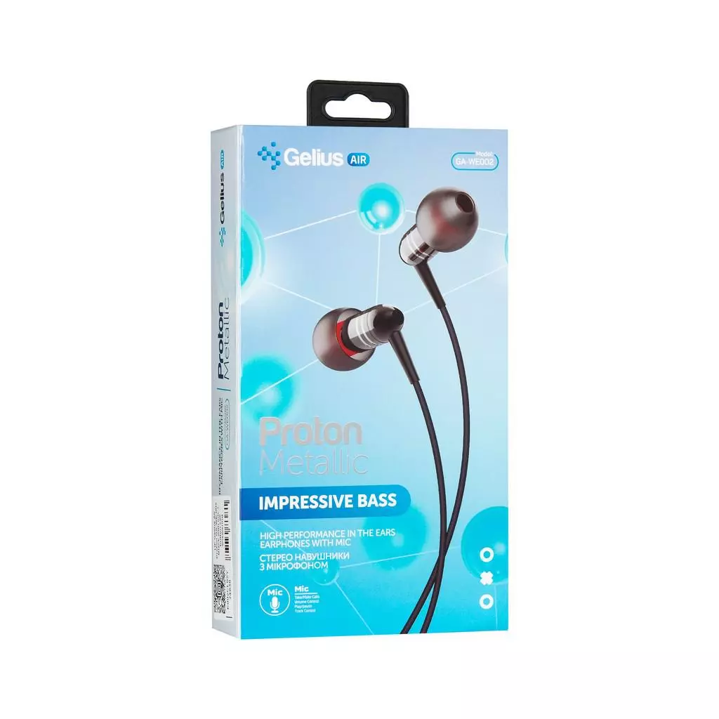 Наушники Gelius Air Proton GA-WE-002 Black with mic + button call answering (00000074838) - 1 Наушники Gelius Air Proton GA-WE-002 Black with mic + button call answering (00000074838) - 1