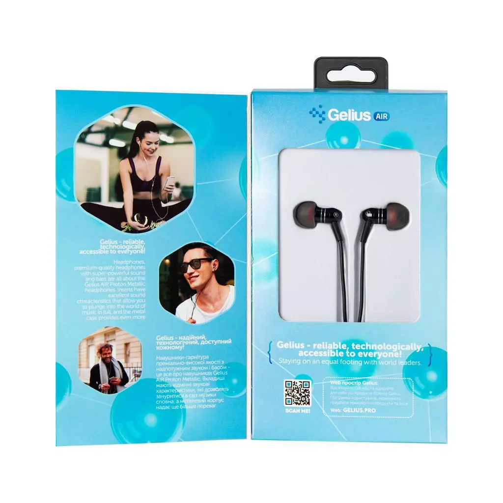 Наушники Gelius Air Proton GA-WE-002 Black with mic + button call answering (00000074838) - 2 Наушники Gelius Air Proton GA-WE-002 Black with mic + button call answering (00000074838) - 2