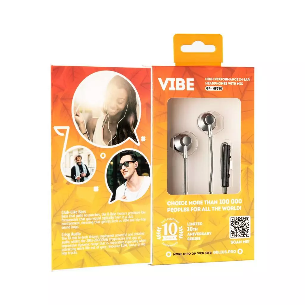 Наушники Gelius Pro GP-HF350 Vibe Black with mic + button call answering + v (00000070086) - 1 Наушники Gelius Pro GP-HF350 Vibe Black with mic + button call answering + v (00000070086) - 1