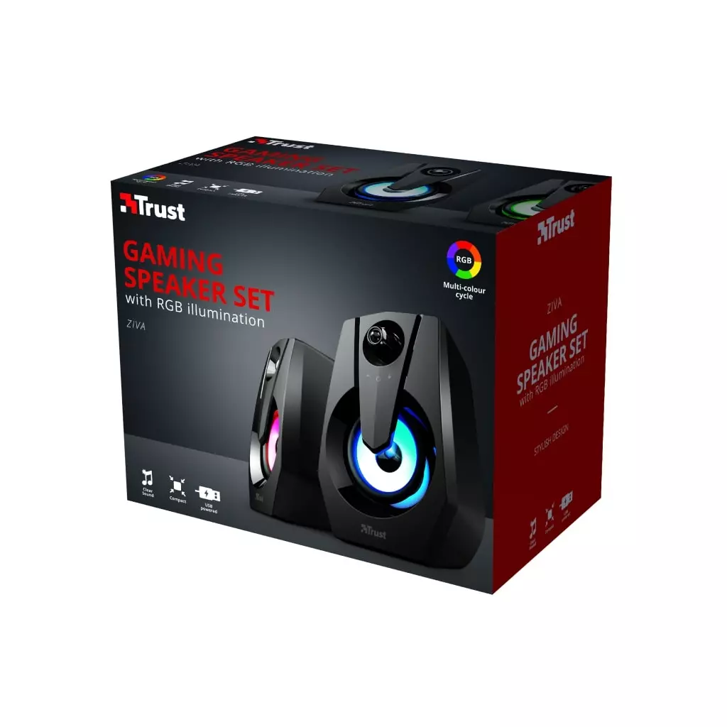 Акустическая система Trust Ziva RGB Illuminated Black (24071) - 10 Акустическая система Trust Ziva RGB Illuminated Black (24071) - 10