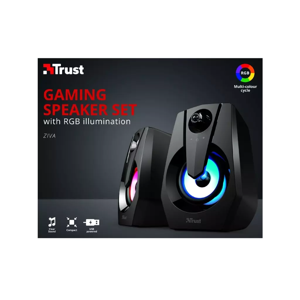 Акустическая система Trust Ziva RGB Illuminated Black (24071) - 11 Акустическая система Trust Ziva RGB Illuminated Black (24071) - 11