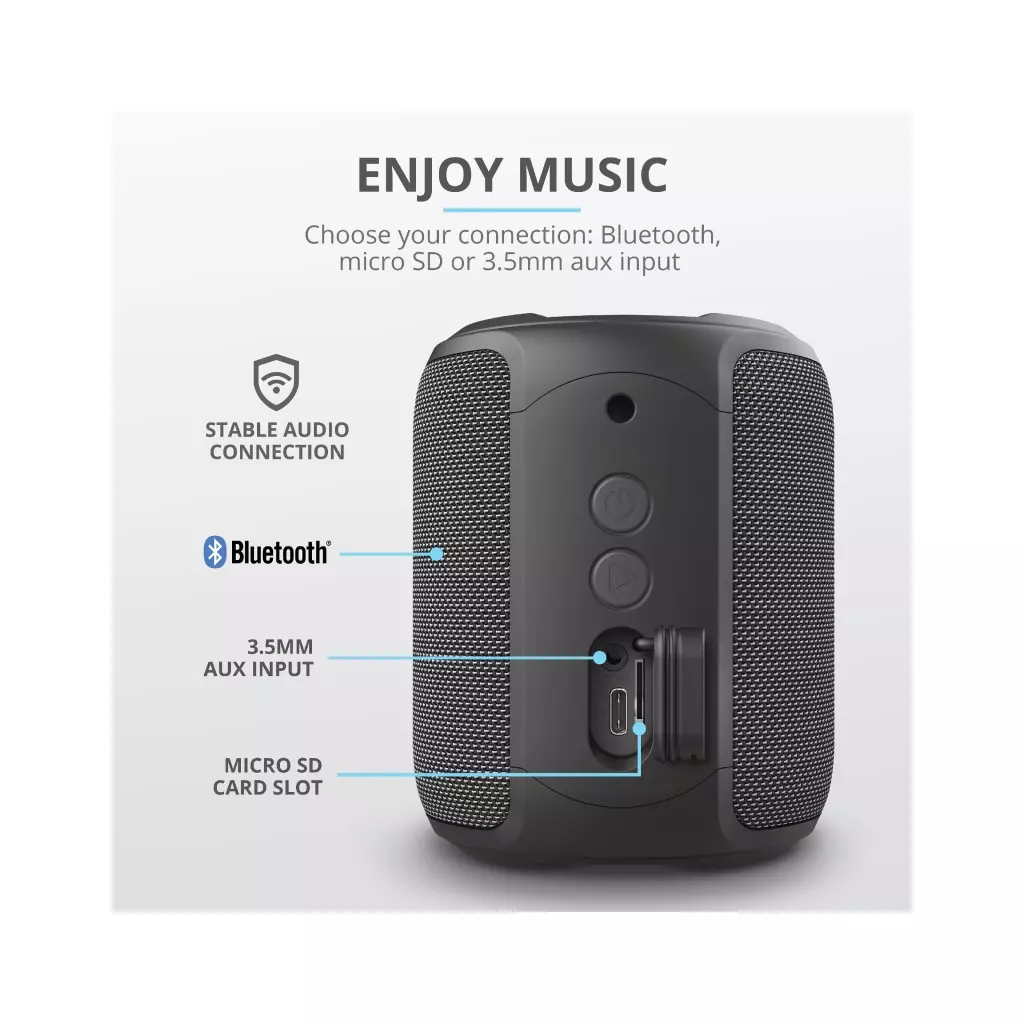 Акустическая система Trust Caro Compact Bluetooth Speaker Black (23834) - 4 Акустическая система Trust Caro Compact Bluetooth Speaker Black (23834) - 4