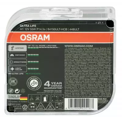 Автолампа Osram галогенова 55W (OS 64150 ULT DUOBOX) - 2 Автолампа Osram галогенова 55W (OS 64150 ULT DUOBOX) - 2