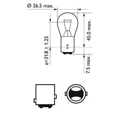 Автолампа Philips 21/5W (12499 B2) - 2 Автолампа Philips 21/5W (12499 B2) - 2