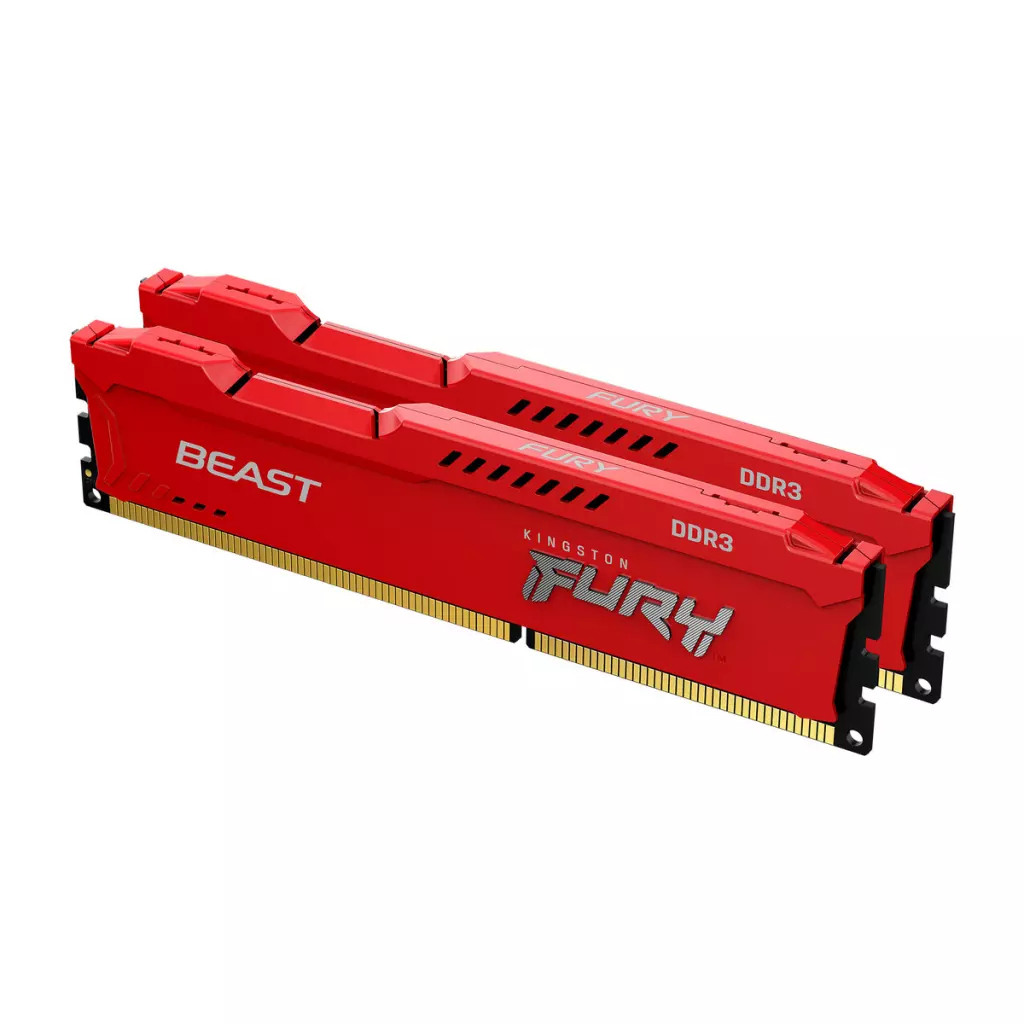 Модуль памяти для компьютера DDR3 8GB (2x4GB) 1866 MHz Fury Beast Red Kingston Fury (ex.HyperX) (KF318C10BRK2/8)