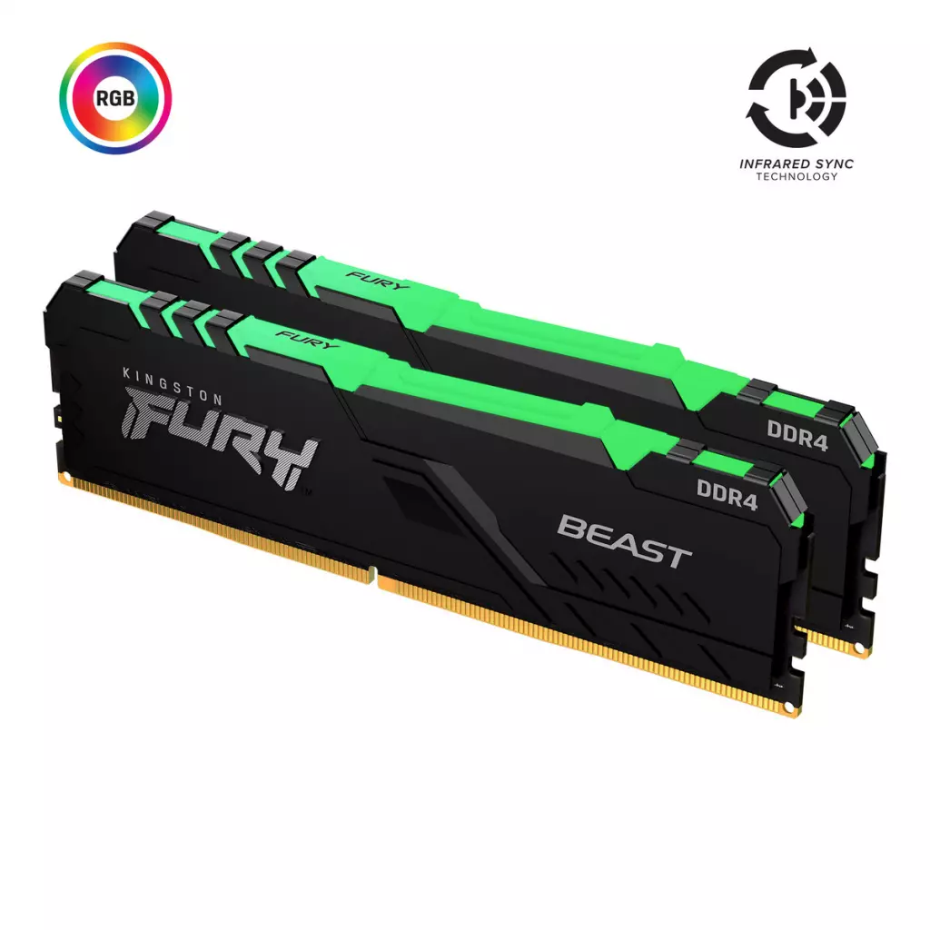 Модуль памяти для компьютера DDR4 32GB (2x16GB) 3200 MHz Fury Beast RGB Kingston Fury (ex.HyperX) (KF432C16BB1AK2/32)