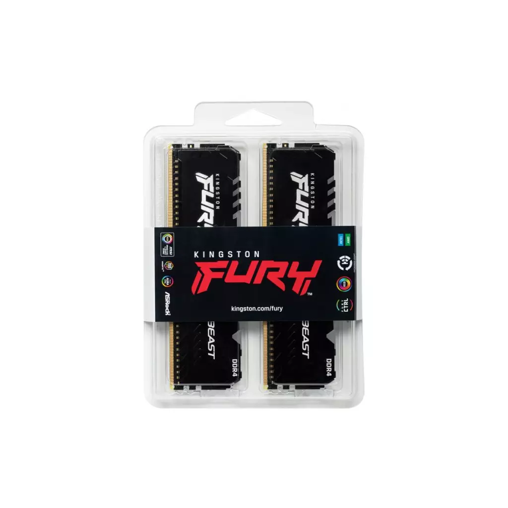 Модуль памяти для компьютера DDR4 32GB (2x16GB) 2666 MHz FURY Beast RGB Kingston Fury (ex.HyperX) (KF426C16BBAK2/32) - 2 Модуль памяти для компьютера DDR4 32GB (2x16GB) 2666 MHz FURY Beast RGB Kingston Fury (ex.HyperX) (KF426C16BBAK2/32) - 2