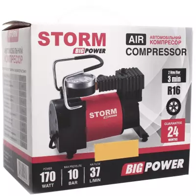 Автомобильный компрессор Storm 10 Атм, 37 л / мин, 170 Вт (20300) - 6 Автомобильный компрессор Storm 10 Атм, 37 л / мин, 170 Вт (20300) - 6
