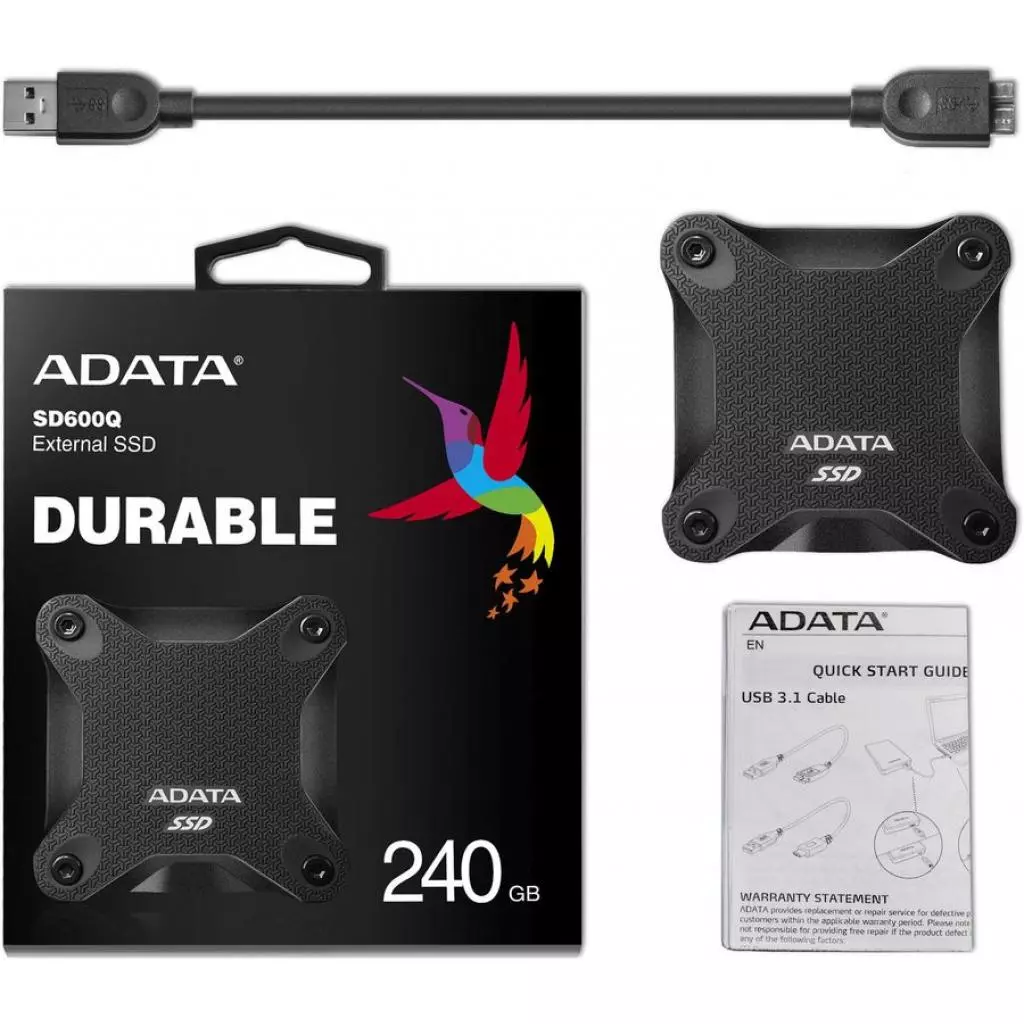 Накопитель SSD USB 3.2 240GB ADATA (ASD600Q-240GU31-CBK) - 4 Накопитель SSD USB 3.2 240GB ADATA (ASD600Q-240GU31-CBK) - 4