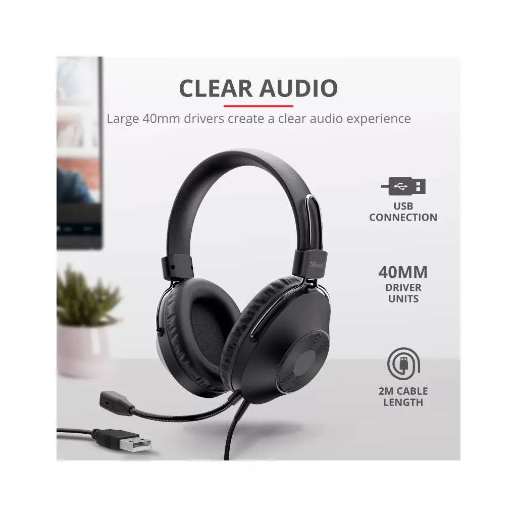 Наушники Trust Ozo Over-Ear USB Headset Black (24132) - 5 Наушники Trust Ozo Over-Ear USB Headset Black (24132) - 5