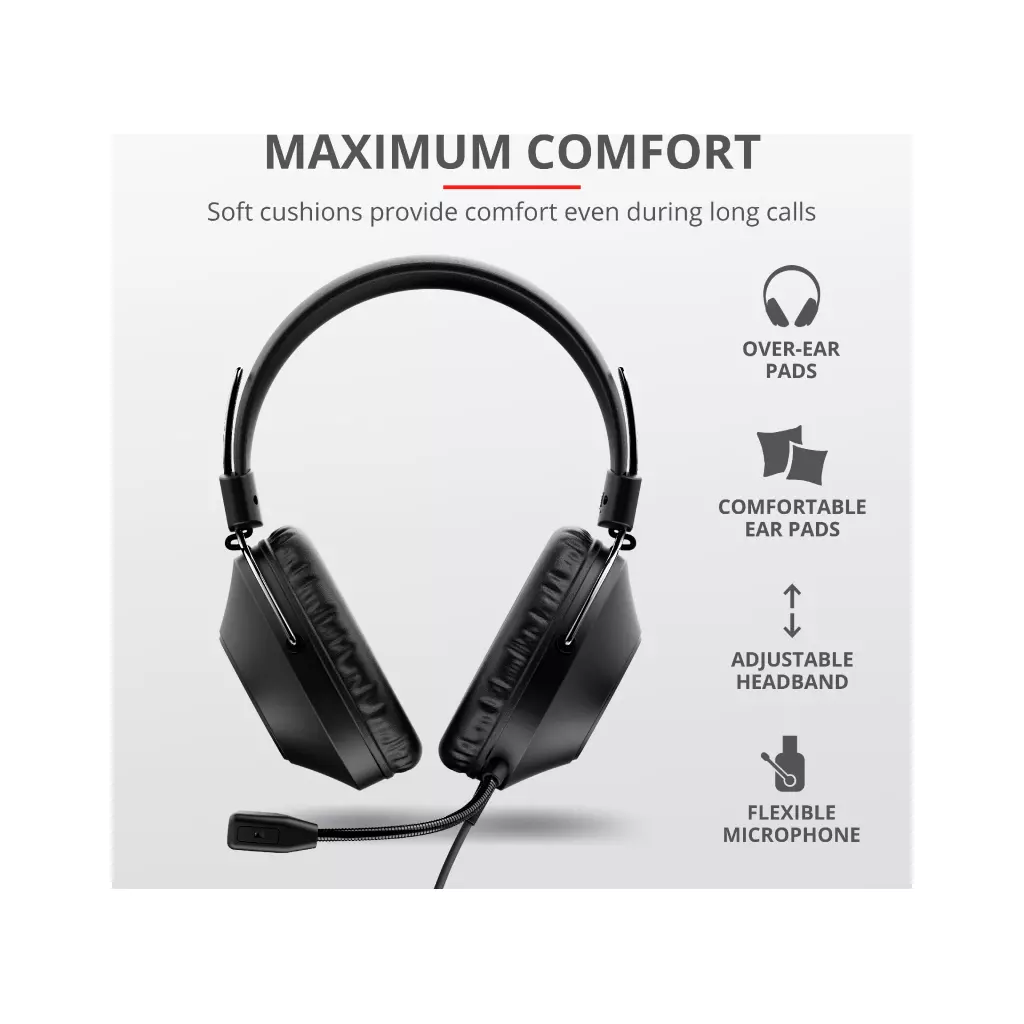 Наушники Trust Ozo Over-Ear USB Headset Black (24132) - 6 Наушники Trust Ozo Over-Ear USB Headset Black (24132) - 6