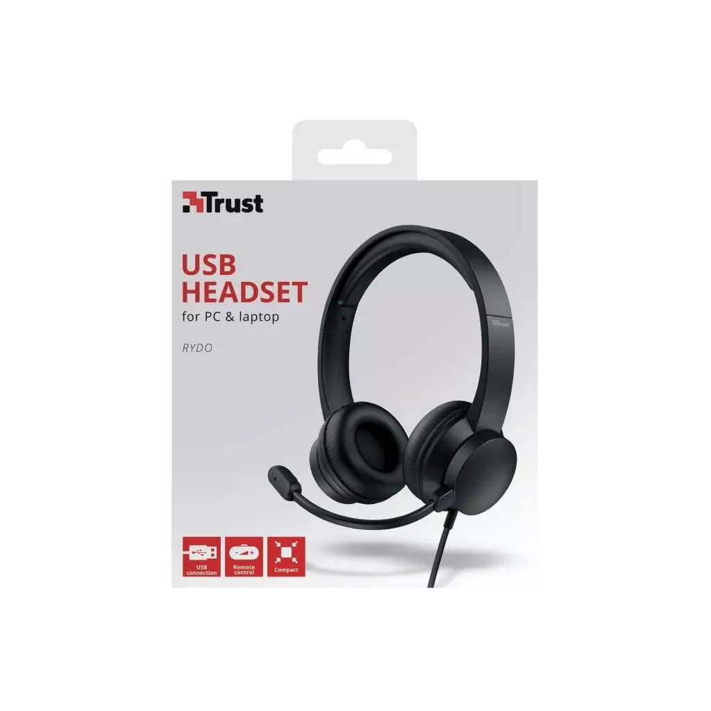 Наушники Trust Rydo On-Ear USB Headset Black (24133) - 7 Наушники Trust Rydo On-Ear USB Headset Black (24133) - 7
