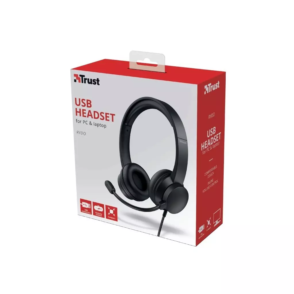 Наушники Trust Rydo On-Ear USB Headset Black (24133) - 8 Наушники Trust Rydo On-Ear USB Headset Black (24133) - 8