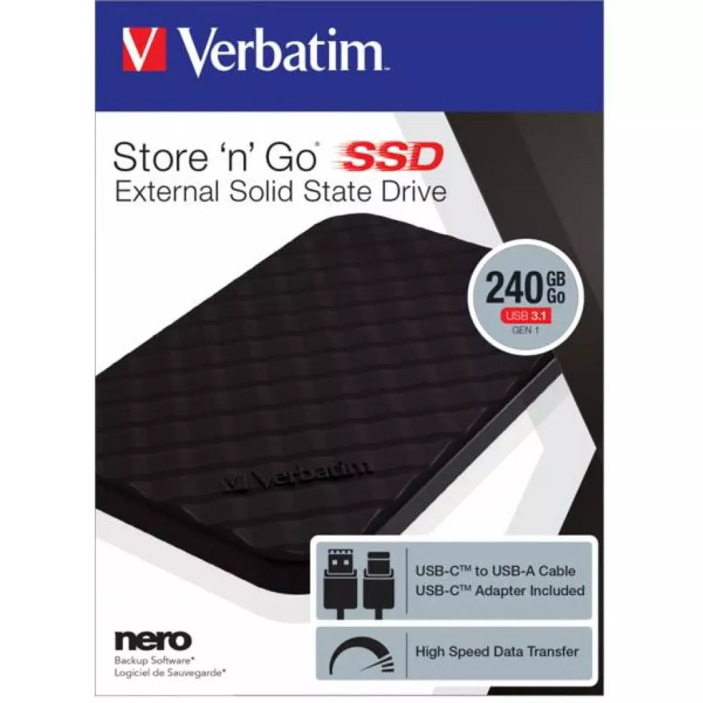 Накопитель SSD USB 3.2 240GB Verbatim (53231) - 4 Накопитель SSD USB 3.2 240GB Verbatim (53231) - 4