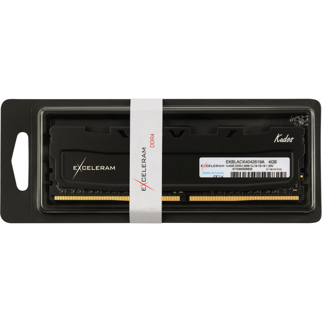Модуль памяти для компьютера DDR4 4GB 2666 MHz Black Kudos eXceleram (EKBLACK4042619A) - 2 Модуль памяти для компьютера DDR4 4GB 2666 MHz Black Kudos eXceleram (EKBLACK4042619A) - 2