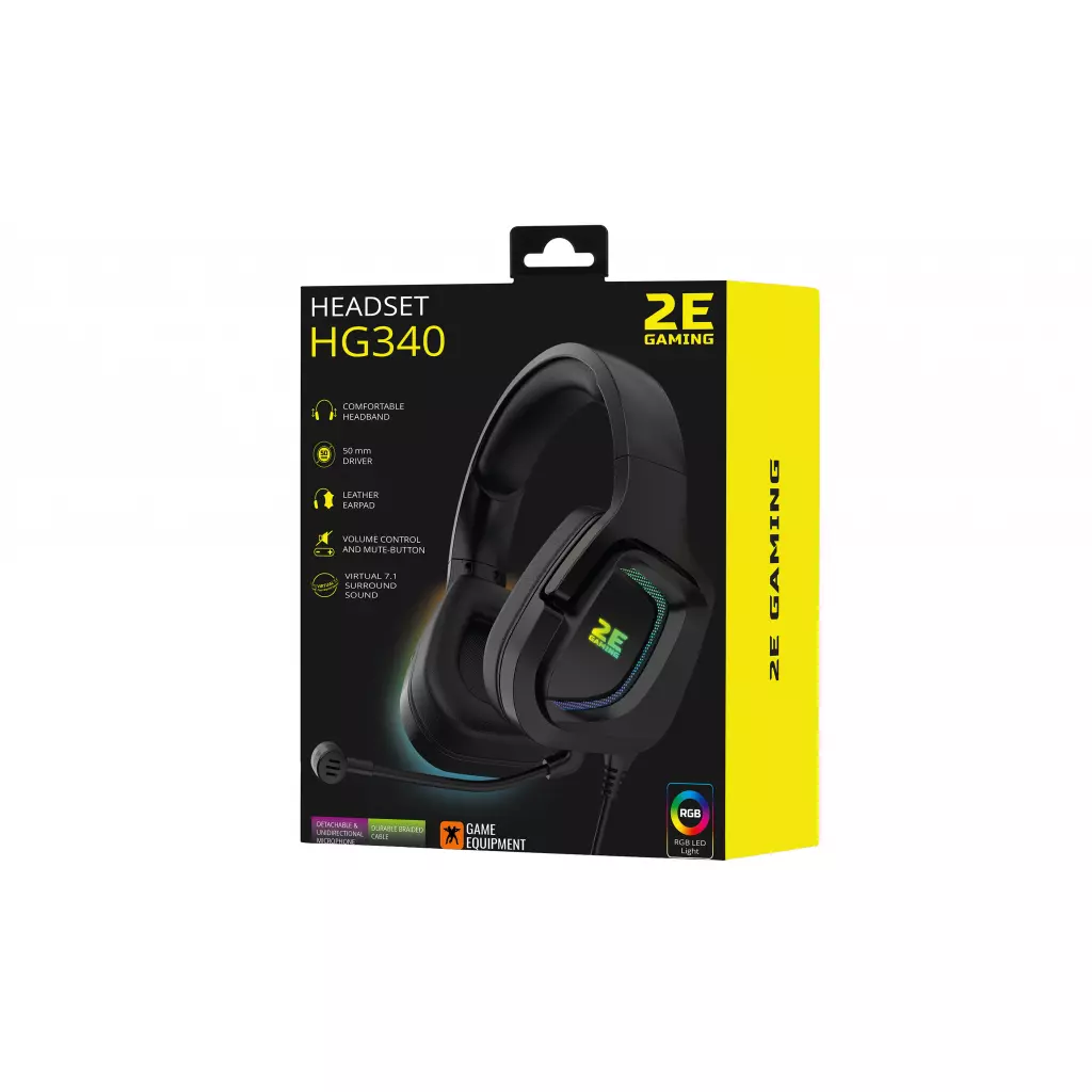 Наушники 2E HG340 RGB USB 7.1 Black (2E-HG340BK-7.1) - 1