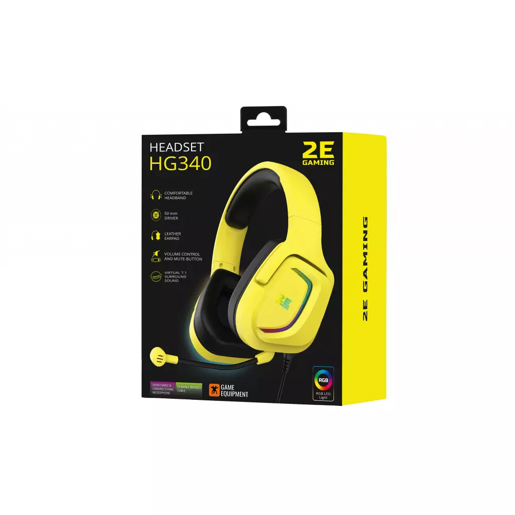 Наушники 2E HG340 RGB USB 7.1 Yellow (2E-HG340YW-7.1) - 1