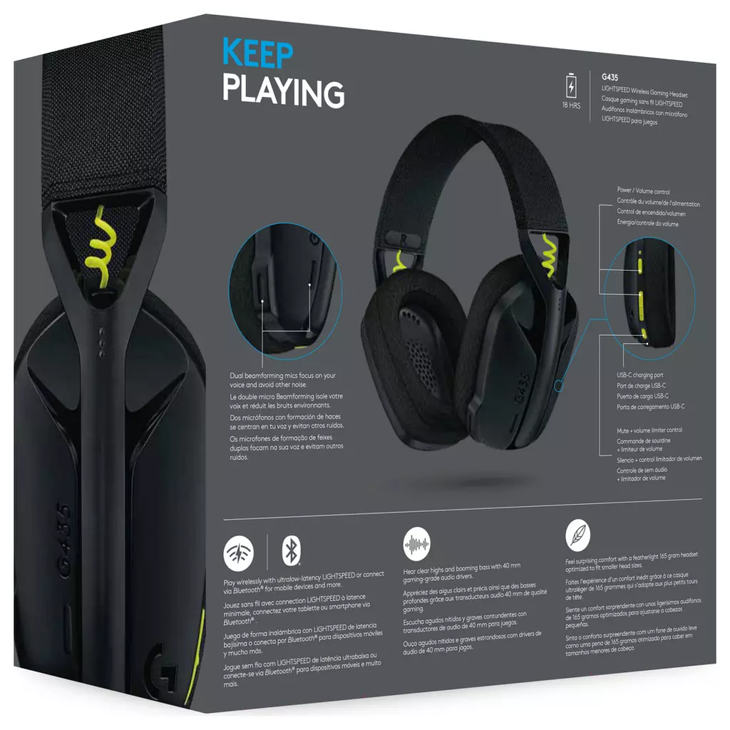 Наушники Logitech G435 Lightspeed Wireless Gaming Headset Black (981-001050) - 8 Наушники Logitech G435 Lightspeed Wireless Gaming Headset Black (981-001050) - 8