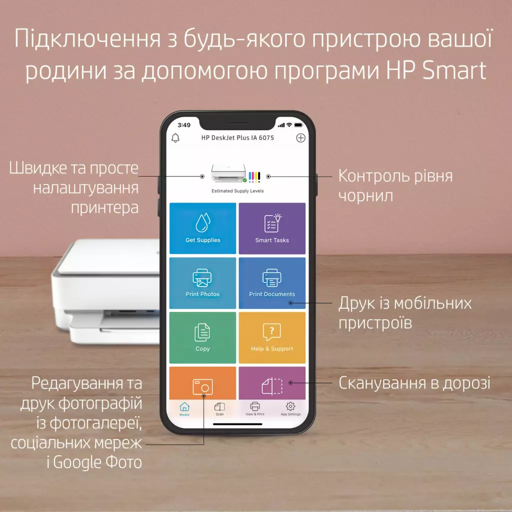 Многофункциональное устройство HP DeskJet Ink Advantage 6075 з Wi-Fi (5SE22C) - 6 Многофункциональное устройство HP DeskJet Ink Advantage 6075 з Wi-Fi (5SE22C) - 6