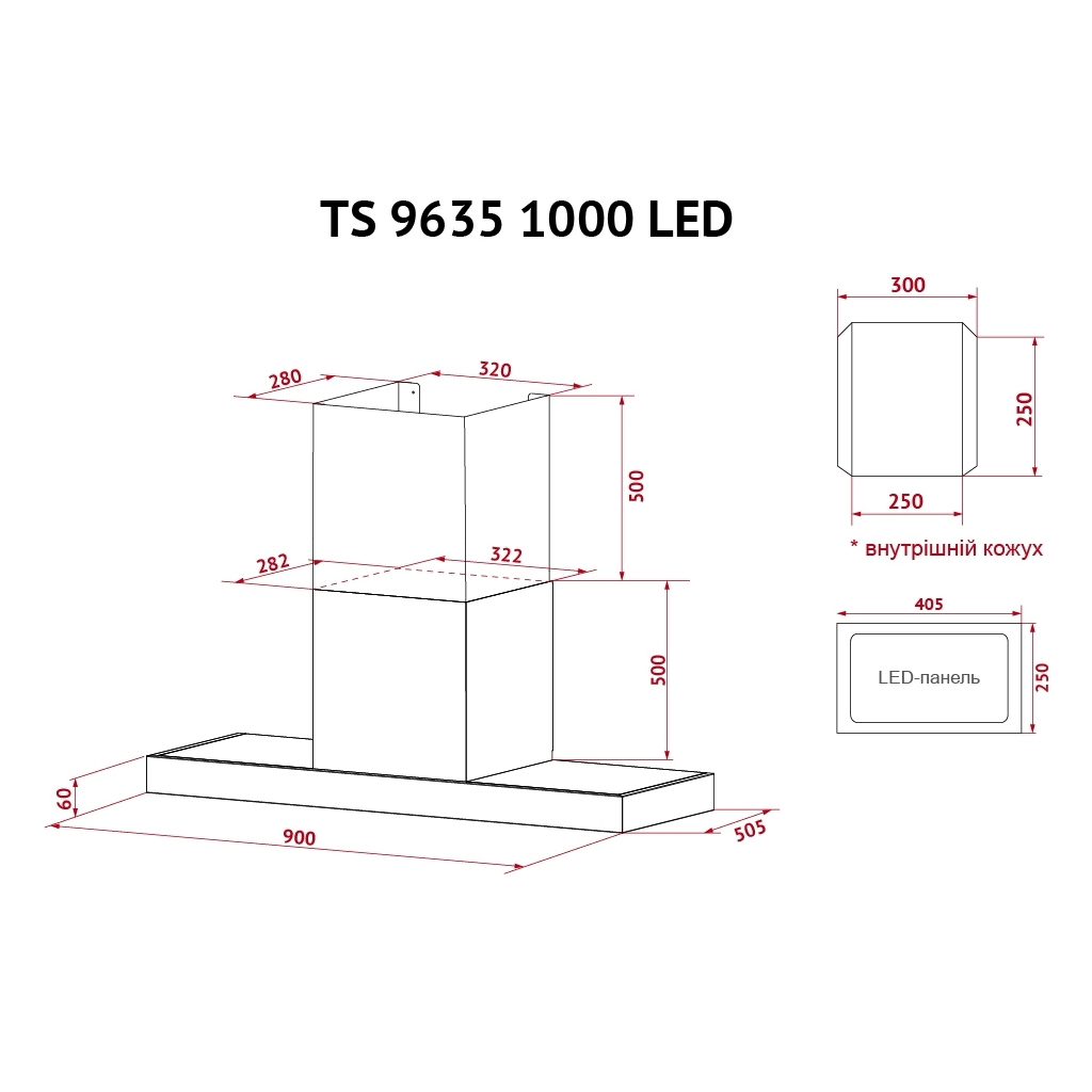 Вытяжка кухонная Perfelli TS 9635 I/BL 1000 LED - 10 Вытяжка кухонная Perfelli TS 9635 I/BL 1000 LED - 10