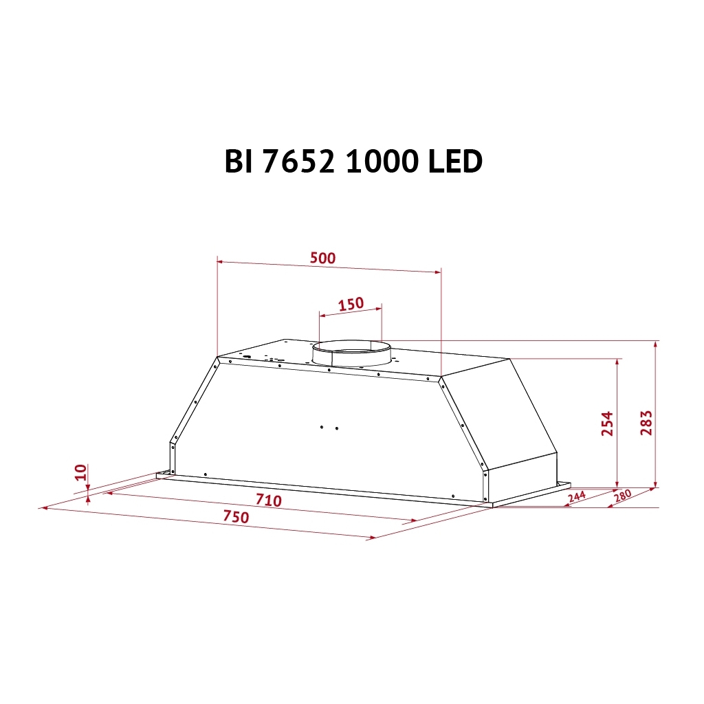 Вытяжка кухонная Perfelli BI 7652 BL 1000 LED - 10 Вытяжка кухонная Perfelli BI 7652 BL 1000 LED - 10