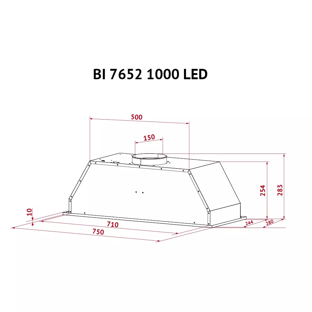 Вытяжка кухонная Perfelli BI 7652 I 1000 LED - 10 Вытяжка кухонная Perfelli BI 7652 I 1000 LED - 10